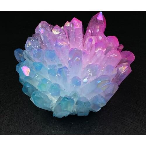 Natural Electroplating Double Color Crystal Quartz Cluster Meditation Healing Home Decoration Chakra Reiki