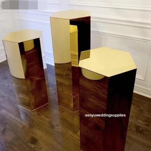 New style acrylic mirror Gold Wedding Round Mirrored Plinth Backdrop for wedding stage senyu2134