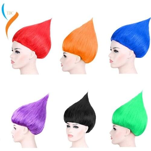 Trolls Wigs Halloween Party Cosplay Poppy Wig for Kids Trolls Costume Party Supplies Kids & Adults Hair
