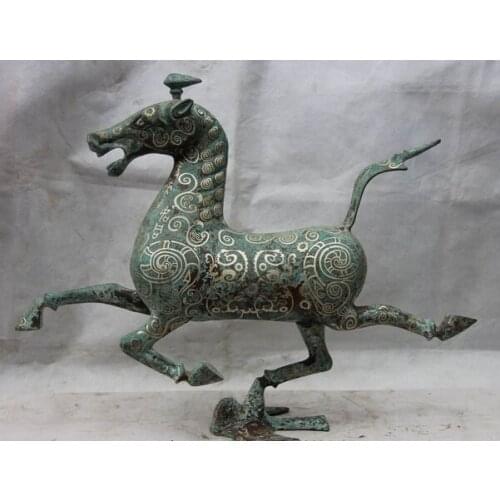 Song voge gem S1278 14 China Bronze Silver-Gilt Royal Palace Swallow Bird Horse riding Chebi Statue