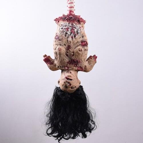 Halloween Hanging Ghost Horror Decoration Rotten Corpse with Long Black Hair Hanging Ghost Secret Room Tricky Props Party Decora
