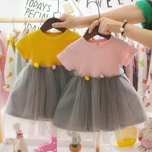 Toddler Kids Baby Girls Patchwork Tulle Casual Clothes Princess Dresses fashion O-neck Comfortable Baby Girls Dress 2020