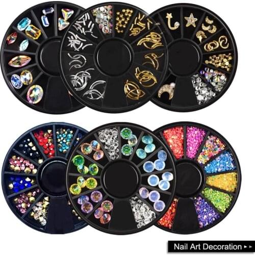 Mixed Color Stones Metal Rivets Nail Rhinestone Charms Gems DIY 3D Nail Art Decoration Manicure nails Accessories Jewelry