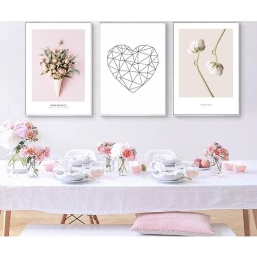 Pink Rose White Flower Nordic Decoration Home Canvas Art Posters And Prints Canvas Prints Art Wall Painting Poster Unframed