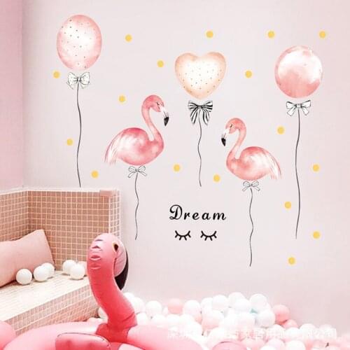 DIY self-adhesive wardrobe stickers flamingo balloon pink wall stickers warm bedroom home decor Dormitory girl room decoration