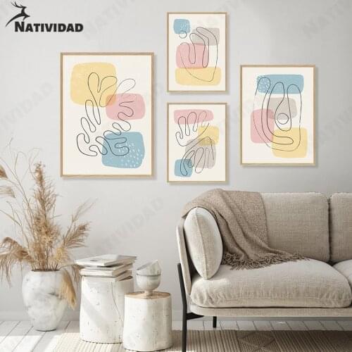 Nordic Elegant Canvas Painting Shop Decor Abstract Graffiti Line Print Poster Wall Art Living Room Bedroom Home Decoration