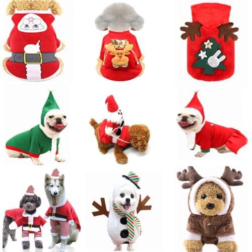 Pet Supplies Clothing Christmas Sweet and Beautiful Warm Print Santa Claus Snowman Elk Long Sleeve Sweater Jacket Vest