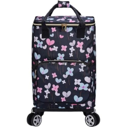 Universal Airplane Wheel Grocery Shopping Trolley Oxford Textile Waterproof Foldable Portable Grocery Shopping Cart Bag Grocery
