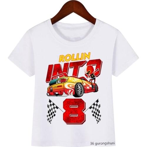 Funny boys t-shirt cool car cartoon print 3 to 13 years old birthday party clothing childrens tshirt casual boys clothes shirt