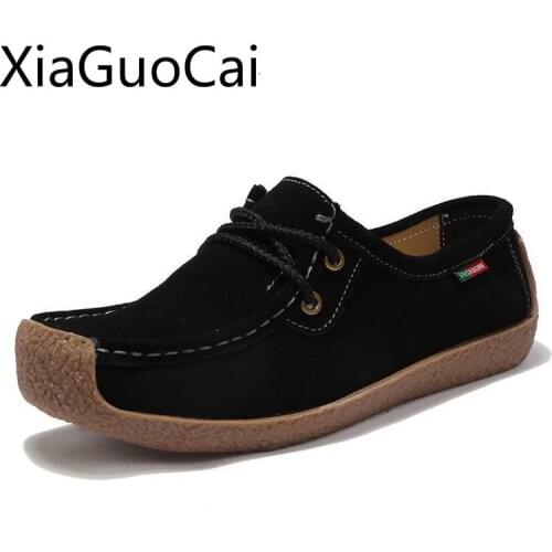 Hot Sale Moccasin Suede Women Casual Shoes Spring and Autumn Female Flat Shoes Rubber Plus Size Loafers for Girl Lu10 35