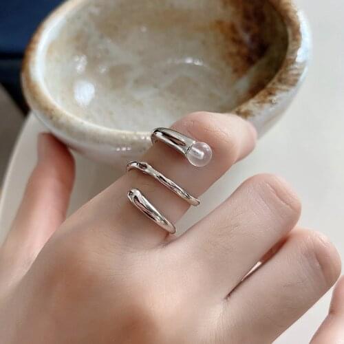 SHANICE S925 sterling silver open ring Personality Spiral Wrap Twist Adjustable Ring Inspiration Jewelry Gift Street Shoot