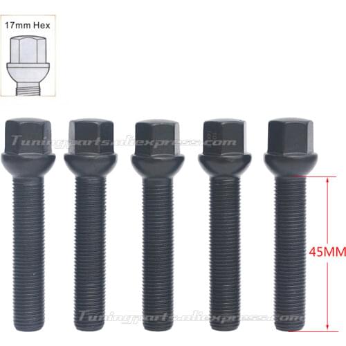 10Pcs 10.9 Grade 14x1.5 Ball Seat 28mm/35mm/40mm/45mm Black Wheel Spacer Extended Lug Bolts