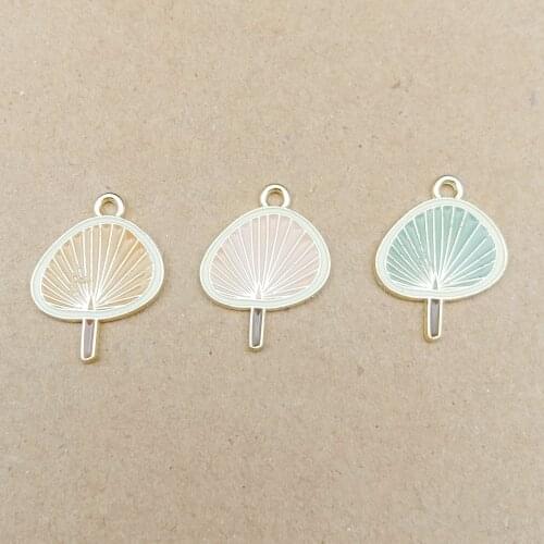 10pcs 14x20mm enamel fan charm for jewelry making cute earring pendant necklace bracelet charms