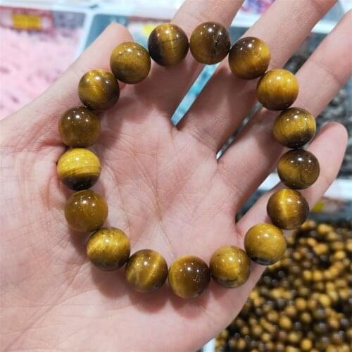 100% Real Natural Tiger eye Brazalete Men Women Strand 8/10/12/14mm Stone Brazalete Hombre Jewelry Accessories Pulseras