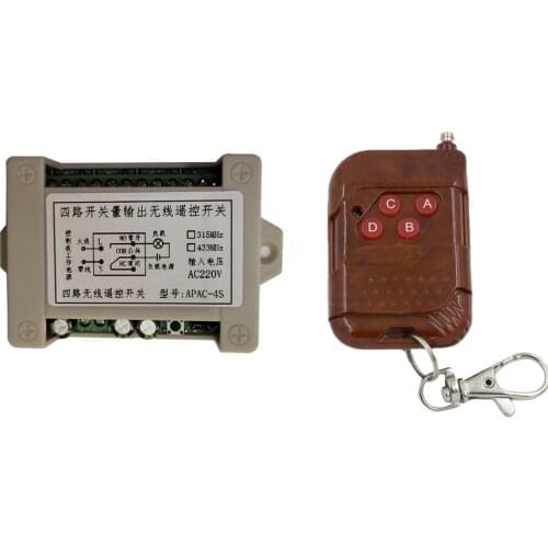 AC 220V 4CH 4 CH Wireless Remote Light Switch Remote Control Switch Radio Relay Module Receiver Transmitter