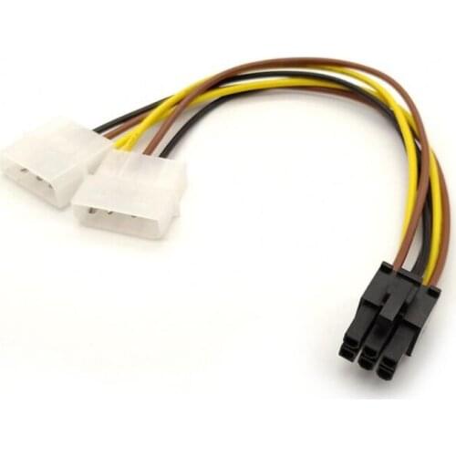 ATX IDE Molex Power Dual 4 To 6-Pin PCI Express PCIE Video Card Adapter Cable Dual Molex to PCIE 6pin Adapter Cable