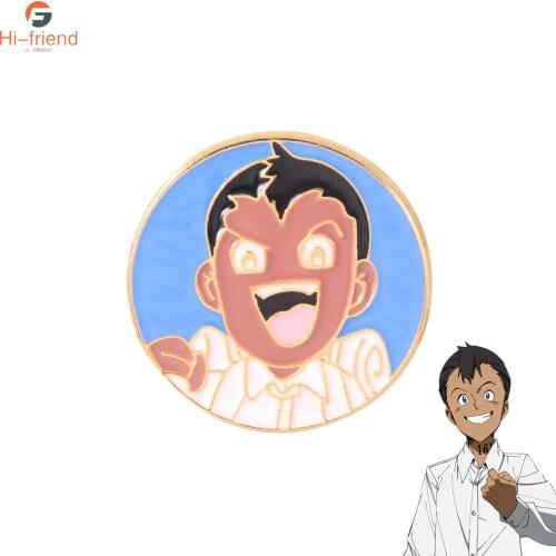 The Promised Neverland Brooch Anime Cartoon Don Metal Enamel Brooch for Women Men Lapel Hat Trench Coat Accessories