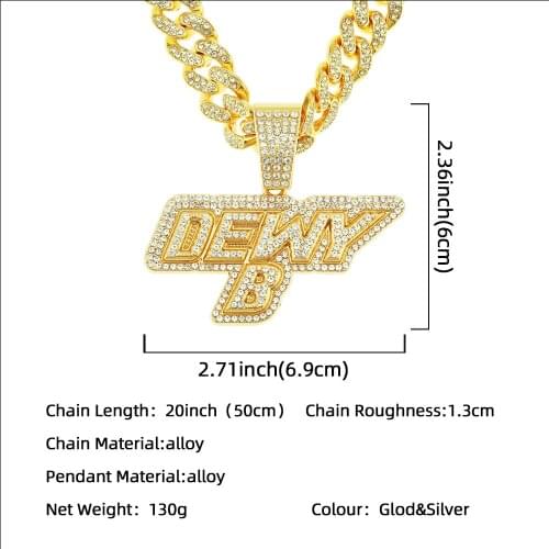 2021 Trendy Mens And Womens Cool Clothes Hip Hop Pendant Full Diamond Three Dimensional Letter Cuba Chain Necklace Pendant