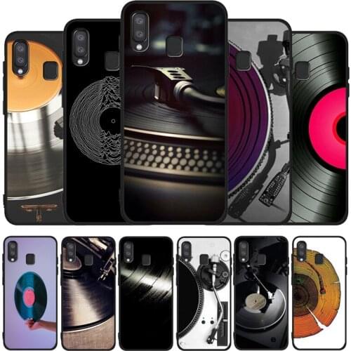 Black Vinyl Record Player Soft Case For Samsung A10 A30 A40 A50 A70 M10 M20 M30S M40 A01 A21 A31 A51 A71 A20E black Case