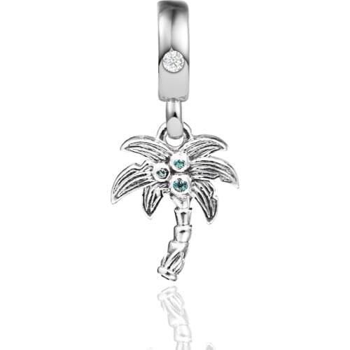 CKK Fit Pandora Bracelets Palm Tree & Coconuts Charms Sterling Silver 925 Original Beads for Jewelry Making DIY Women