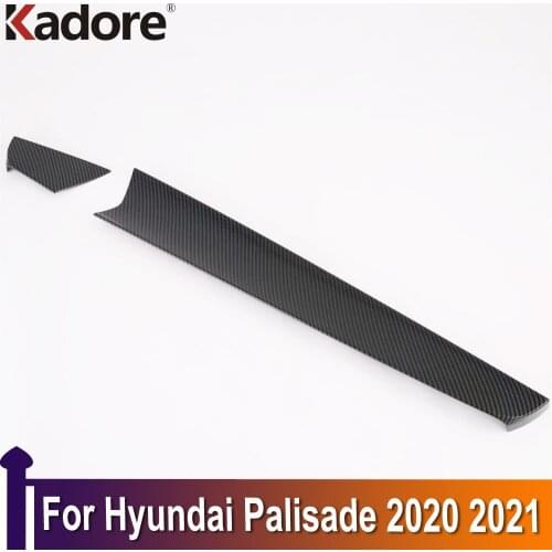 For Hyundai Palisade 2020 2021 Carbon Fiber Car Interior Accessories Front Center Control Dashboard Stripe Cover Trim Sticker