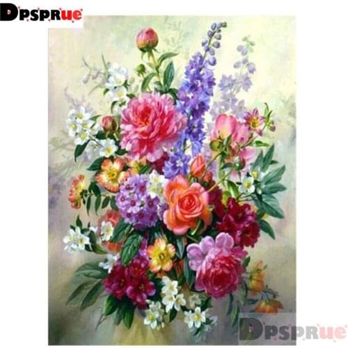 Dpsprue Diamond Painting Kit Cross stitch Full Square/Round Diamond Embroidery Flower 5D DIY Mosaic Home Decoration Gift DC01
