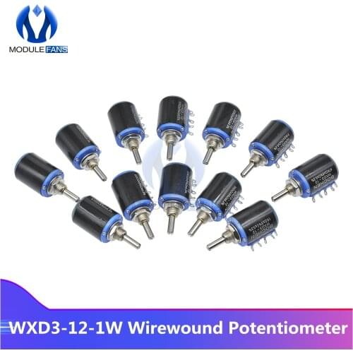 WXD3-12-1W Wirewound Potentiometer Resistance Ohm 10 Turns Linear Rotary Potentiometer 5% +5% -5% Diy Electronic