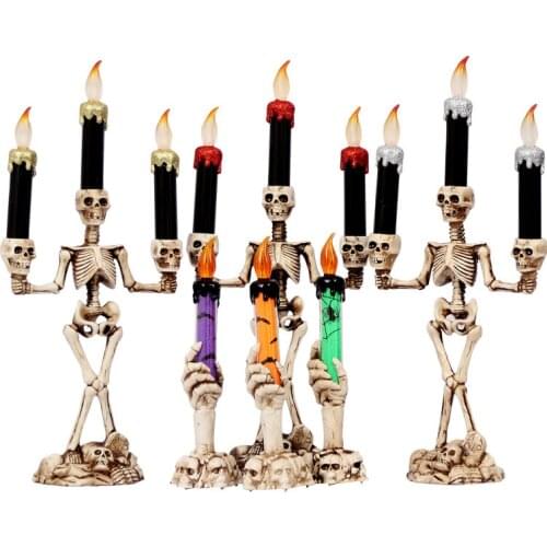 Halloween Horror Decoration Electronic Luminous Skull Candle Light Ghost Festival Haunted House Bar Dress Up Scene Decoration