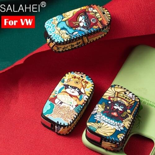 Leather Car Key Case Cover Remote Fob For VW Polo Bora Beetle Tiguan Passat Golf For Skoda Fabia Octavia For Seat Leon Toledo