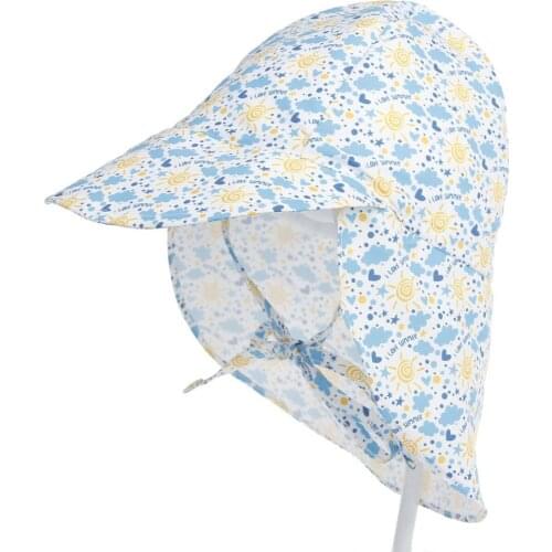 Summer Baby Sun Hat Children Outdoor Neck Ear Cover Anti UV Protection Beach Caps Kids Boy Girl Swimming Flap Cap For 0-5 Years