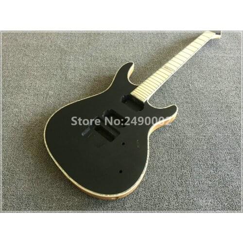 Best Electric guitar customised body and headstock shape,Sandwich mahogany/maple neck thru, real abalone binding,no parts