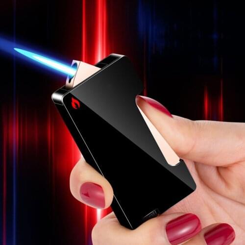 Metal Windproof Jet Flame Torch Lighter Press Igniter Inflatable Gas Butane Cigarette Lighter Smoking Accessories Gadget for Men
