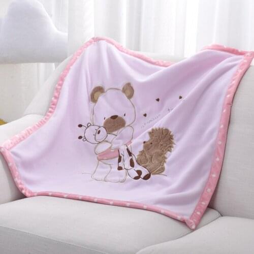 Soft Newborn Baby Boys Swaddle Wrap Blanket Cute Bear Infant Bebes Stroller Covers Children Bed Blankets Kid Girls Cartoon Linen