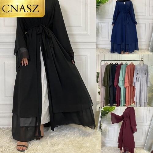 Hot Selling Dubai Abaya Fashion Womens Cardigan Robe Solid Color Ramadan Cardigan Muslim Abayas For Women Modest Robe Kaftan