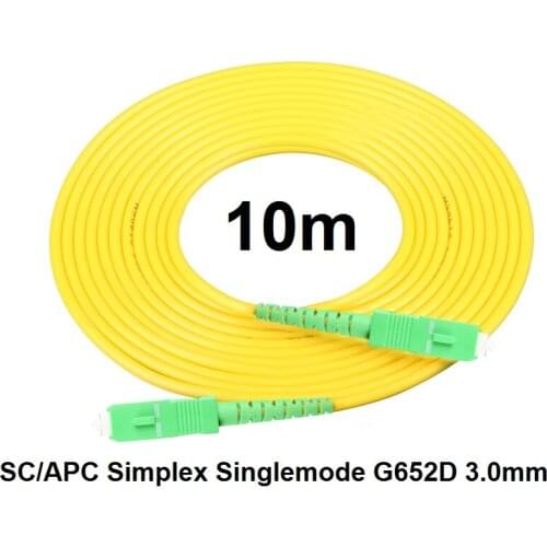 Free Shipping SM SX PVC 3mm 10 Meters SC/APC Fiber Optic Jumper Cable SC/APC-SC/APC Fiber Optic Patch Cord