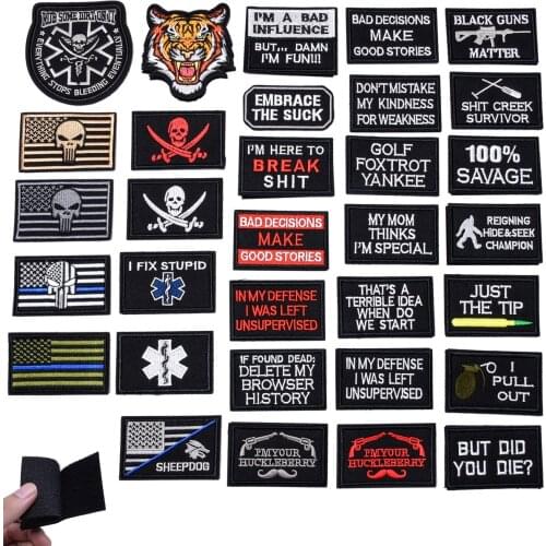 Velcro patch Tactical Morale Slogans Army Military Badge Labels Embroidered Stickers Stick for Hats Backpack Clothes .Hook&Loop