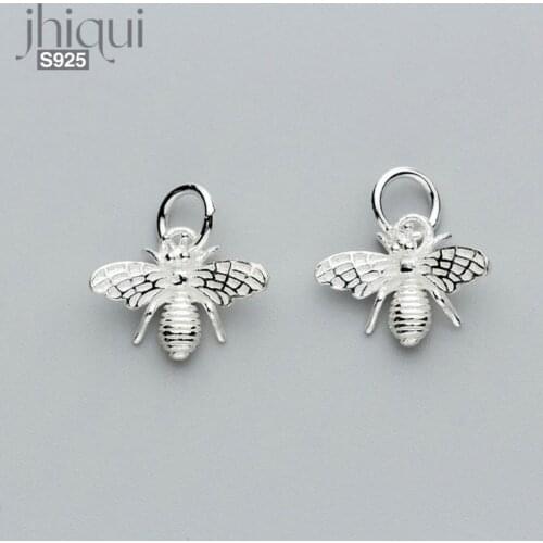 2PCS/LOT 15*11*3.5mm 925 Sterling Silver Bee Charm Pendant for DIY Bracelet Necklace Fine Jewelry Accessories