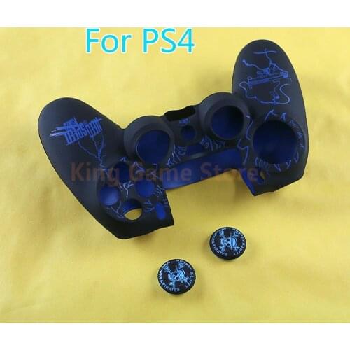 1set Flying Car Silicone Rubber Case Replacement For Sony PS4 Controller Protection Soft Silicone Case With Rubber Cap For PS4
