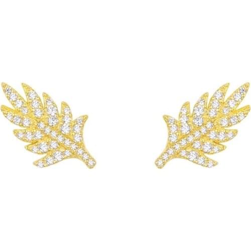 SOELLE Hot Brand Design 925 Sterling Silver Leaf Stud Earrings Micro Pave Cubic Zirconia Stone for Women Party Luxury Jewelry