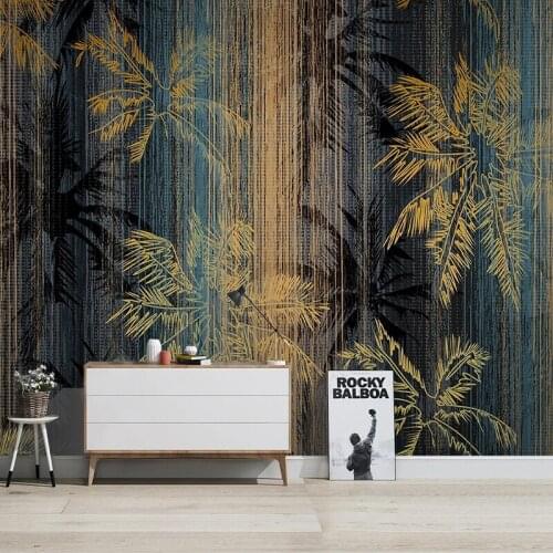 Modern Golden Line Coconut Tree Light Luxury Murals Living Room Bedroom Background Wall Cloth Eco-Friendly Waterproof Wallpaper