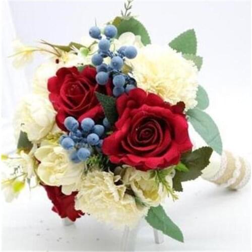 Wedding Bouquet Bridesmaid Bridal Bouquet Artificial Roses White Silk Flowers Girl Bouquet Wedding Accessories Home Decor