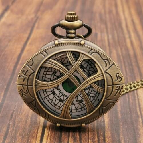 Unique Creativity Movie Theme Eye Shape Hunter Bronze Quartz Pocket Watch Dragon Eyes Wolf Necklace Chain Pendant Gifts