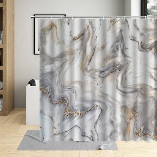 Marble Ink Texture Shower Curtain Set For Art Decor Luxurious Graphic Pattern Polyester Fabric Bathroom Curtains With Hooks