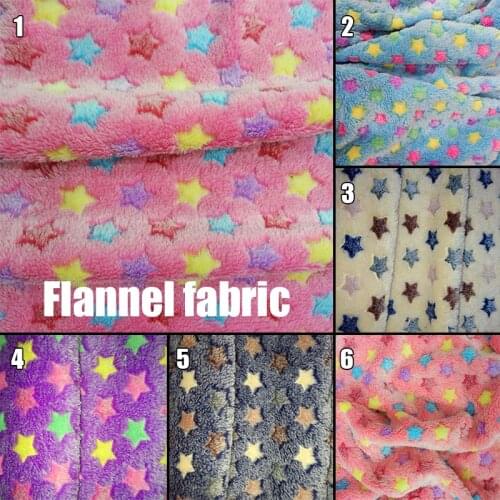 100*160cm Winter Warm Plush Fabric Cute Little Star Pattern Velvet Flannel Fabric For Diy Bedding Pajamas Pet Pad Blanket