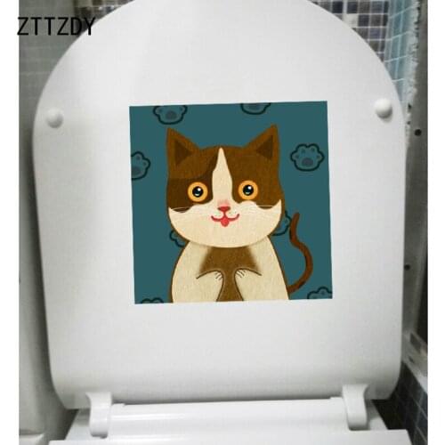 ZTTZDY 24.1*24.1CM Personality Creative Cat Toilet Sticker Wall Decal Children Bedroom Home Decoration T3-0195