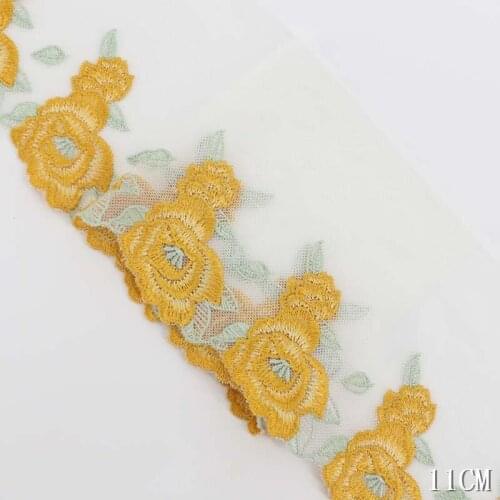 1kg Yellow Flower Laces Fabric Mesh Tulle Embroidered Lace Trim Ribbon DIY Wedding Garment Sewing Craft Bra Underwear Accessory