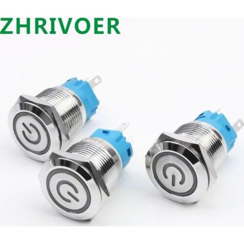 1pcs 19mm Waterproof Metal Button Switch with LED Light Self-locking/self-reset/momentary Car/computer/doorbell DIY NONC