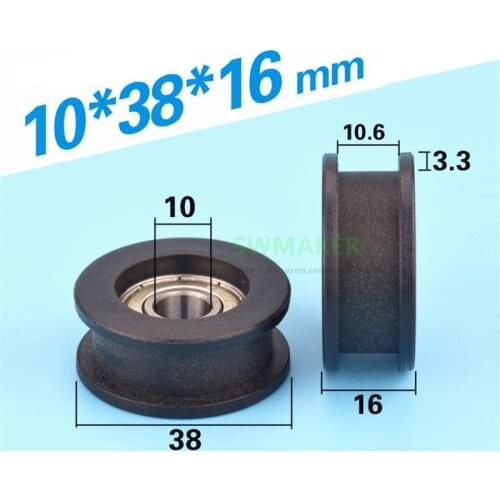 10pcs 10*38*16mm H groove grooved pulley, 6000 package plastic nylon bearing pulley, elevator guide wheel