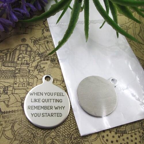 20pcs--"when you feel like quitting..."stainless steel charms 5 styles for choosing DIY Charms for necklace bracelets