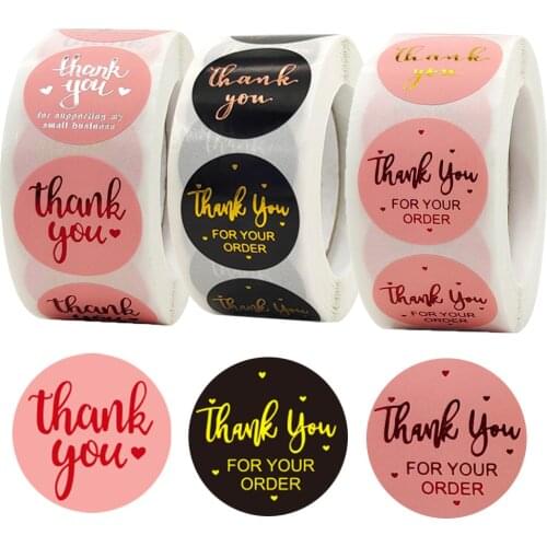 100-500pcs Holographic Thank You Stickers for Supporting My Small Business Sticker Your Order Red Black Pink Packages Labels